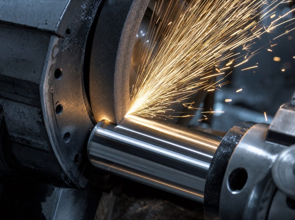 Precision grinding a steel pin