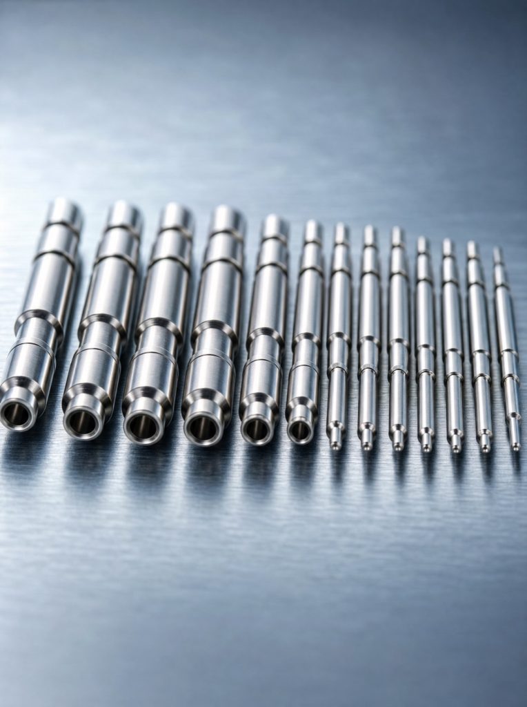 Precision connector and contact pins